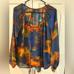 Brand New Kay Celine Colorful Women's Sheer Top